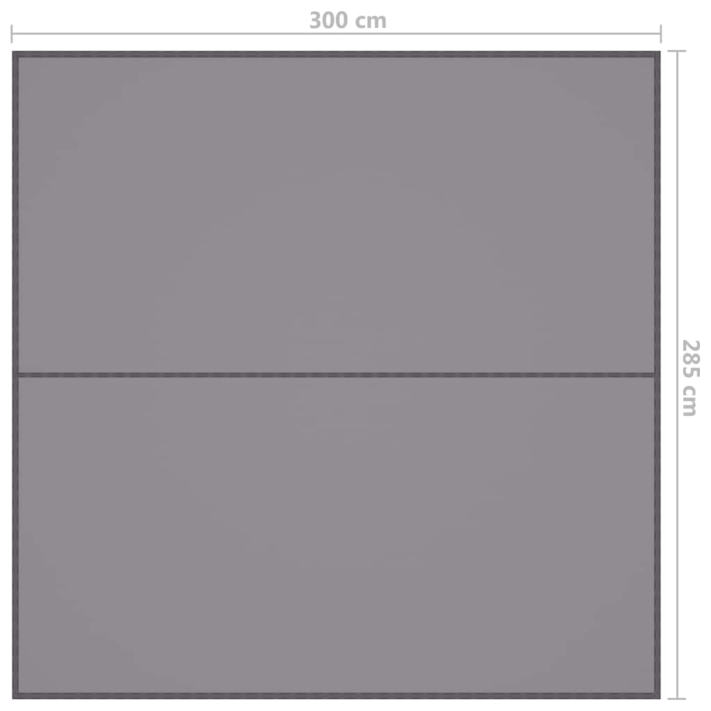 Outdoor-Tarp 3x2,85 m Grau, Leichtes Camping Sonnensegel aus 180T Polyester, Vielseitiger Witterungsschutz für Trekking und Wandern, Inklusive 6 Heringe und Abspannseile
