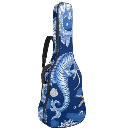 Sac de transport pour guitare acoustique à motif océan et hippocampe