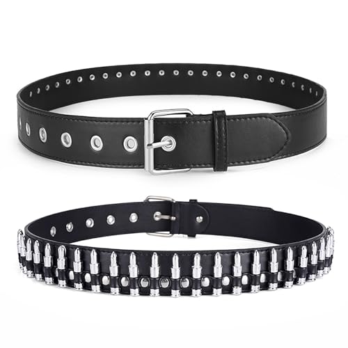 Black Bullet Rivet Belt Studded Gothic Belt Stud Waist Belt Punk Metal Belt Scene Style Belts Leather Grommet Belts For Halloween Cosplay3