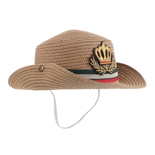 Homoyoyo Boys and Girls Straw Hat Wide Brim for Boys and Girls Breathable Sun Cap for Beach Adventures Versatile Outdoor Hat for Toddlers and Young Boy Girl Khaki