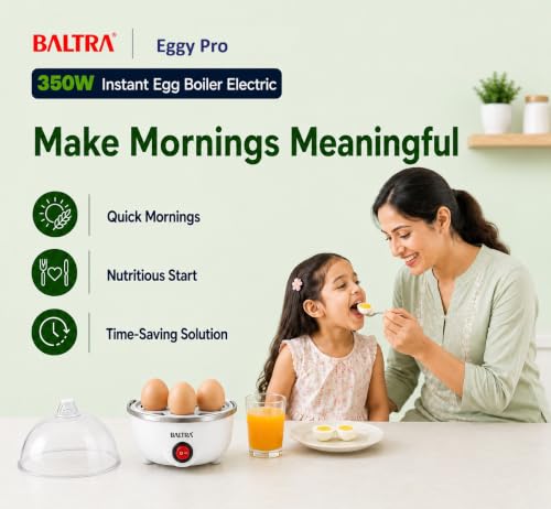 Image of BALTRA Eggy Pro 350W Egg Boiler Electric | Boil Up to 7 Eggs | Stainless Steel Heating Plate | Automatic Shut-Off | Compact & Easy to Use Electronic Egg Cooker