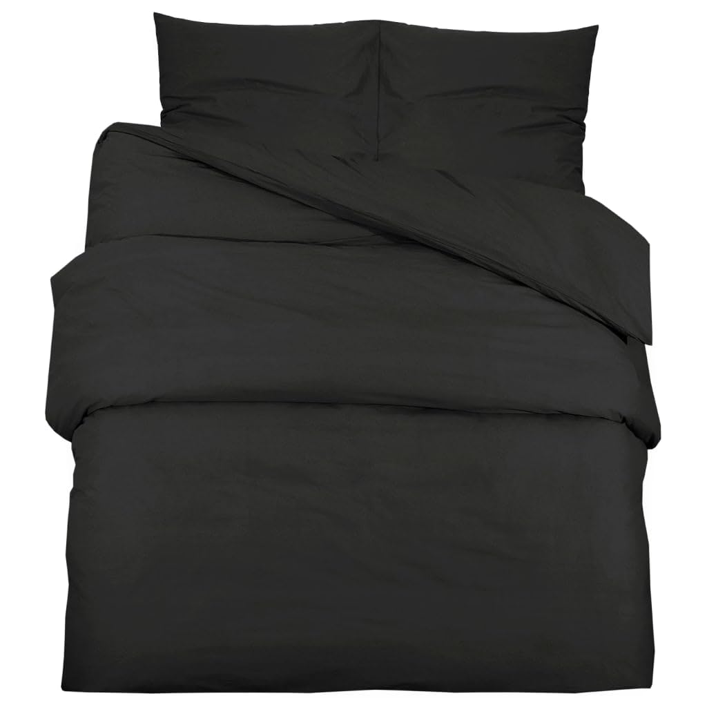 Generico Set Copripiumino Nero 240x220 cm in Cotone,Casa e Giardino,Biancheria,Lenzuola e Coperte,Copripiumini-136112