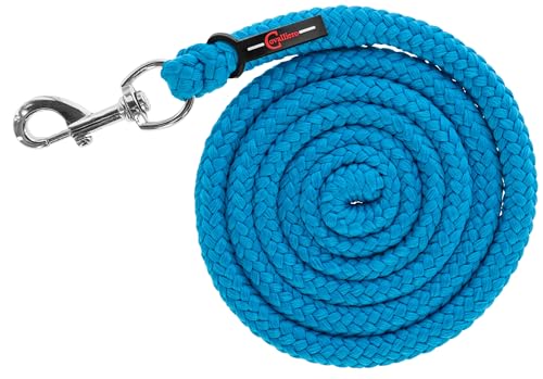 Covalliero Cuerda de Plomo Hippo, Correa de Plomo, Gancho de Seguridad, 200 cm, PE Trenzado, Azul, Caballo