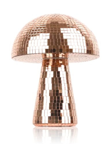 Oversevenls Boule à Facettes Champignon 15 × 18 cm – Boule Disco Miroir pour Fêtes, DJ, Mariage & Décoration Maison (Rose pâle)