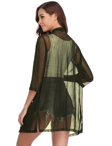 Image of iClosam Women Casual 3 /4 Sleeve Sheer Open Front Cardigan Sweater Kimono