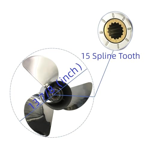 Image of Outboard Propeller 13 7 /8x17 for Engine 40HP 70HP 85HP 100HP 115HP 125HP 140HP Stainless Steel 15 Splines Boat Parts