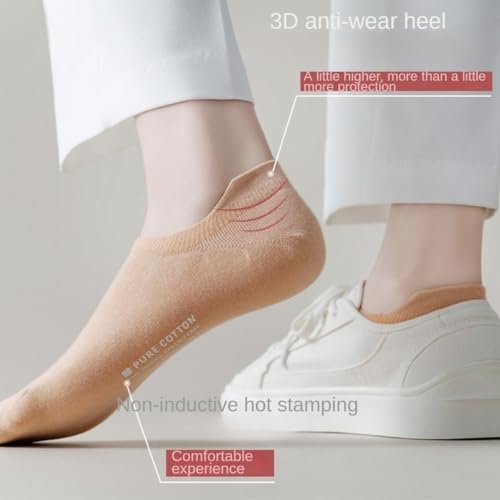 Image of Ankle Socks for Women Pure Cotton No Show Socks Womens with Heel Tab Color Low Cut Soft 5 Pairs 4-8