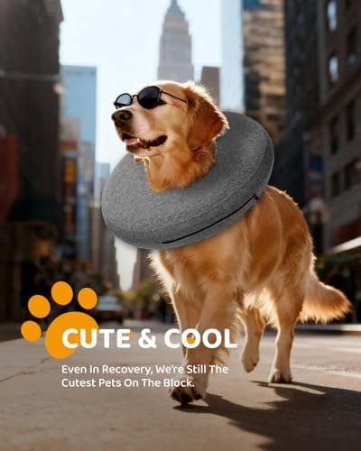 Image of MIDOG Dog Cone Collar for Large Medium Dogs, MD-102-Grey-L-102D-ashgrey