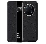 Avec Texture Custodia Coque pour Mate 50 RS Cuir Flip Case View Window Magnetic Kickstand Folio Cover Compatible pour Huawei Mate 50 RS Porsche Design(1)