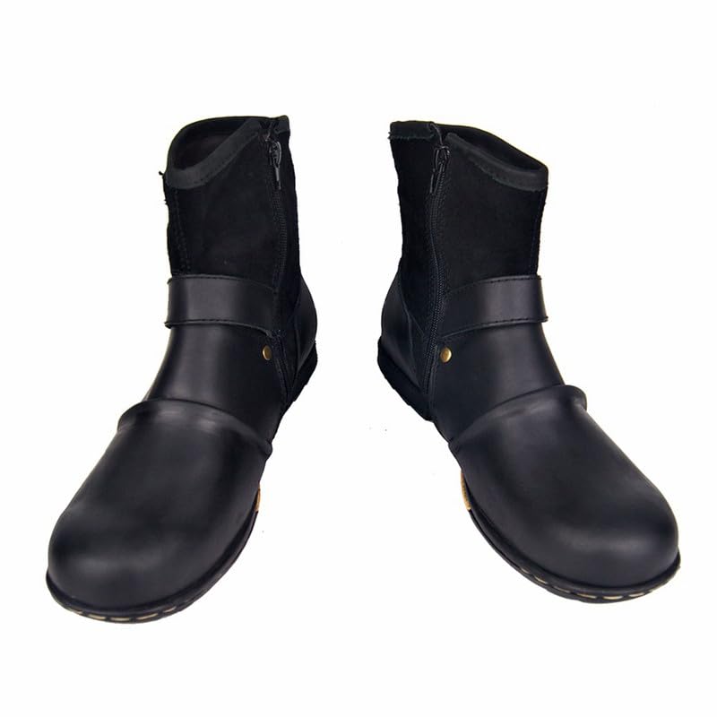 Men's Retro Hiking Boots Classic Breathable Lightweight Non-Slip Outdoor Zip Motorcycle Boots Cowboy Boots3