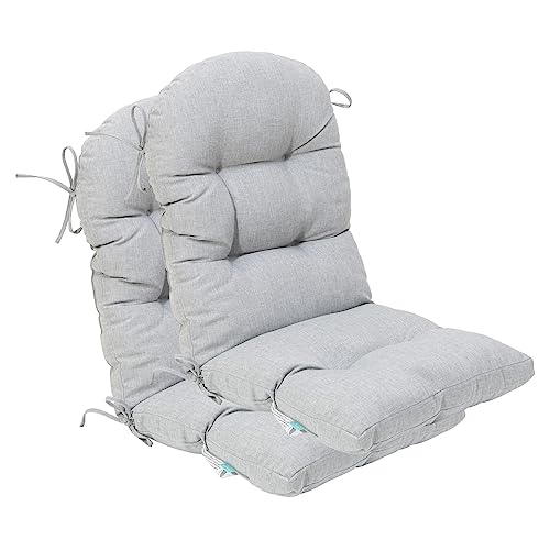 Image of QILLOWAY Outdoor High Back Chair Cushion for Adirondack, All Weather Rocking Chair Cushions Thick Padded Replacement for Patio Furniture Set of 2,Gray,White