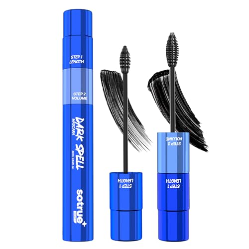 Sotrue Dark Spell 2-in-1 Prolong & Volumizing Mascara | Waterproof, Smudge-Proof & Long-Lasting | Intense Black Pigment with Panthenol & Biotin | 15ml