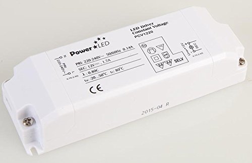 Led Driver C/V 12V 20W, Input Voltage Max 240V, Input Voltage Min 220V, LED Driver Mode Constant Voltage, Output Current 1.7A, Output Power Max 20W, Output Voltage Max 12V, Product Range PCV, AC/DC