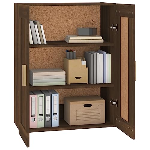 Armoire murale chêne marron 69.5 cm meuble de rangement suspendu vertical séjour - 5