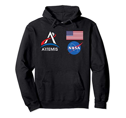 Artemis Mission 1 One Astronaut Patch Front and Back Design Pullover Hoodie