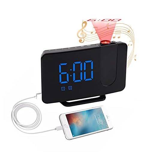 ZOOS Projection Alarm Clock Radio, Digital Alarm Clock with USB Charger/Projection on Ceiling, Loud Dual Alarm Clock, Simple Projector Alarm Clock for Heavy Sleepers Adults Elderly Bedroom Bedside
