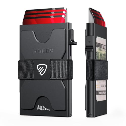 RUNBOX Slim Card Holder Wallet for Men, Minimalist RFID Blocking Wallet with Pop-Up Function...