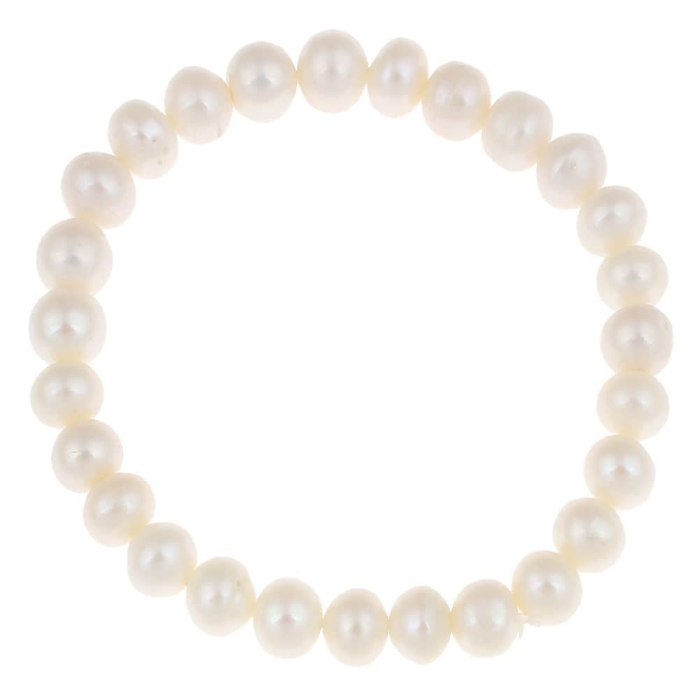 TreasureBay Superbe bracelet en perles d'eau douce de 8 à 9 mm avec fermoir magnétique de 19 cm pour femme