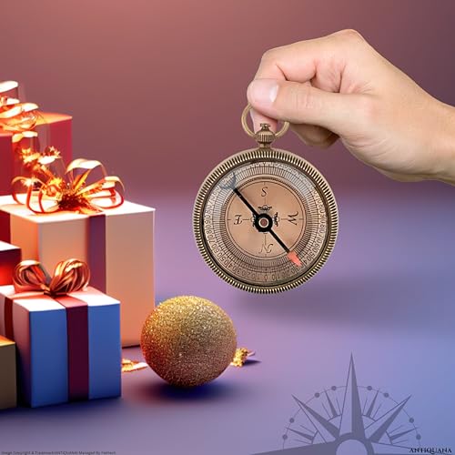 Brújula de latón ANTIQUANA estilo retro para regalo, 2 pulgadas, compacta y grabable miniatura 3