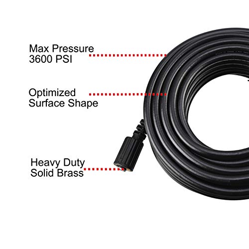 M MINGLE Pressure Washer Hose 50 Feet X 1/4 Inch for Most Brands, with 2 Quick Connect Kits, Compatible M22 14mm and M22 15mm, 3600 PSI