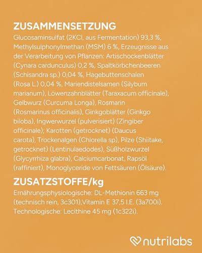NutriLabs Glukosaminol® Kleintier Gelenkpulver für Hunde-Welpen 150 g - mit MSM, Artischocke, Glucosamin, UVM. - Hundewelpen Nahrungsergänzungsmittel - Gelenkgesundheit Welpen
