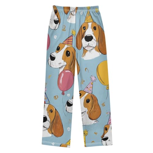 ZZXXB Beagle Birthday Balloon Boys Long Pants Soft Trousers Elastic Waist Kids Lounge Bottoms with Pockets S-XL2
