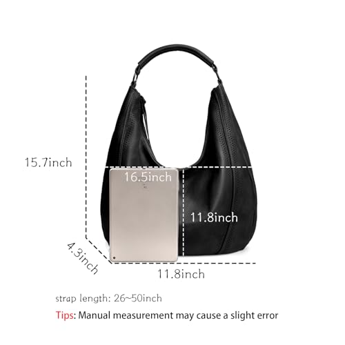 Image of Hobo Shoulder Bag Soft Leather Tote Purse with Adjustable Crossbody Strap Handbag for Work, Travel and Daily Use