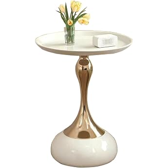 Round Metal Side Table 55cm x 40cm White