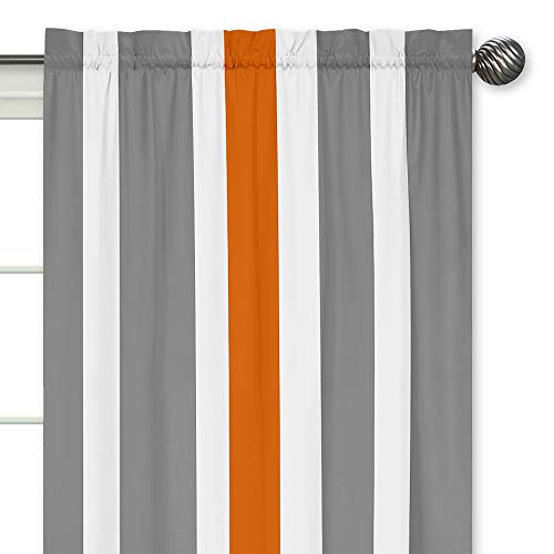 Sweet Jojo Designs Gray, Orange And White Window Treatment Panels For Stripe Collection - Set Of 2 #TOP2