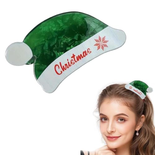 2 piezas de pinzas para cabello con diseño de gorro de Santa rojo y verde de Navidad, accesorios de peluquería para mujeres miniatura 2