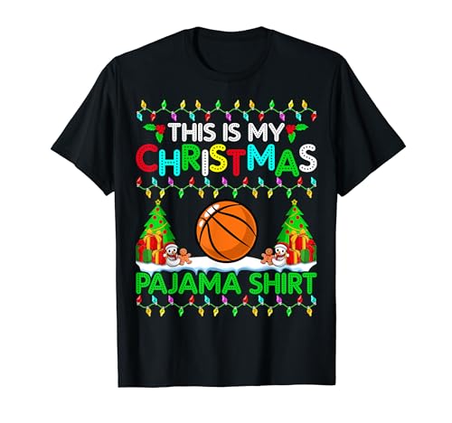Basketball Player Christmas Pajama Shirt Basketball Xmas Camiseta
