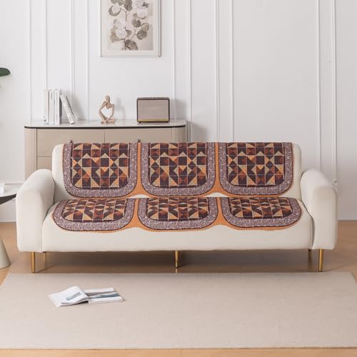 Image of HOKIPO HeavenHue Sofa Cover 5 Seater Panel Set 3+2, Rustic Mosaic