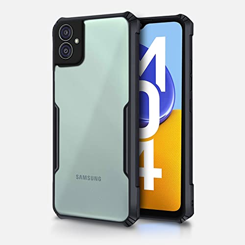 Image of Pikkme Samsung Galaxy M04 / F04 / A04E Back Cover | Crystal Clear Transparent Back | Ultra Hyrbid | Full Camera Protection | Raised Edge | Bumper Back Case (Plastic, Black)