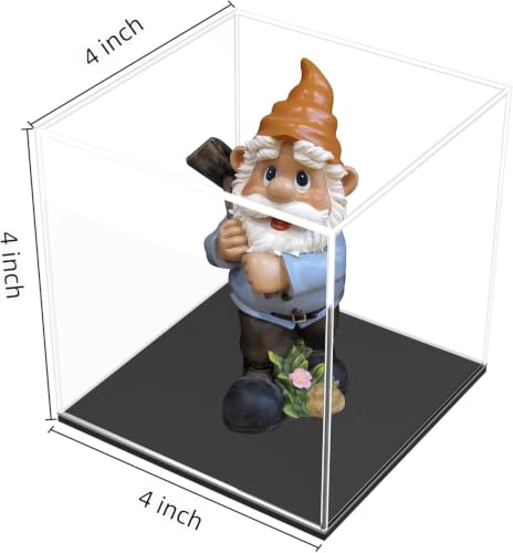Image of Premium Acrylic Display Box with Black Base | Transparent Dust-Resistant Cube for Toys, Models & Memorabilia (4x4x4 Inch)