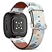CJBROES Replacement Leather Watch Band, Compatible with Fitbit Versa 3 and Fitbit Sense of Wristband Bracelet Accessory - Circles dots Template