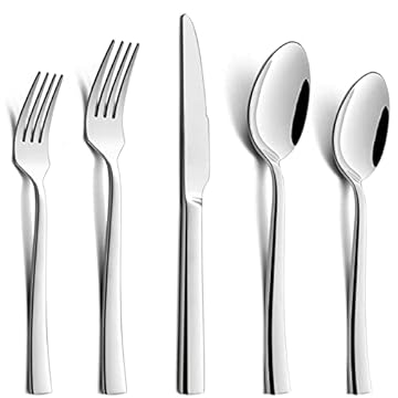 HaWare Set di posate da 60 pezzi, per 12 persone, con coltello, forchetta, cucchiaio, posate in acciaio inox, per famiglia, feste, hotel, ristorante, lucidate e lavabili in lavastoviglie