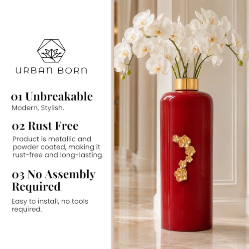 Image of Urban Born Vases For Living Room Corner |Big Vases For Elegant Home Decoration |Home Decor Flower Vase Iron |Fresh or artificial Metal Flower Vase Stand For Dining Table, Bedroom, Office, Wedding Gift