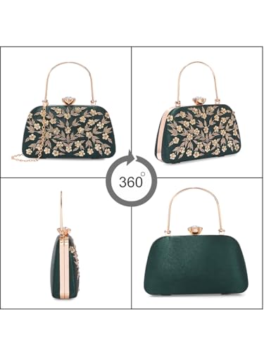 Image of TOOBA Handicraft Women's Beautiful Bling Box Clutch Bag | Evening Bag, Bridal Purse & Party Handbag | Wedding & Special Occasion Clutch (Small Boat)