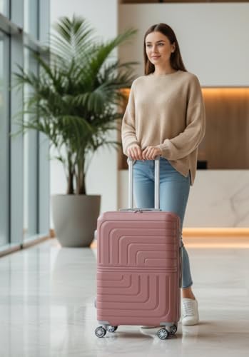Image of Pro 8 Wheels Set of 2 (Cabin + Medium) Trolley Bags, Hard Case Polypropylene, 360º Wheeling Luggage for Men & Women, Suitcase for Travel, Trolley Bags for Travel (Pink)