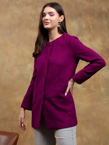 Image of KOTTY Womens Cotton Blend Standard Length Elegant Style Coat - Classic Style with Modern Detailing