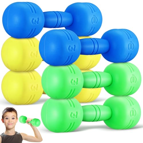 Toyvian Kids Dumbbells Set 3 Pairs Toddler Dumbbell Weights Interactive Kids Hand Weights for School Fitness and Home Exercise