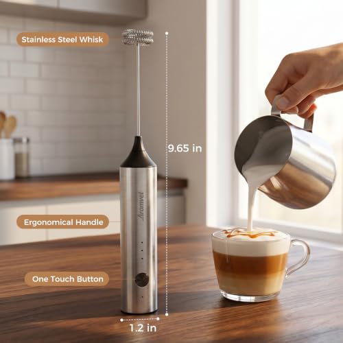 Aromvel Rechargeable Milk Frother Handheld, 3 Speeds for Coffee, Latte - image 8