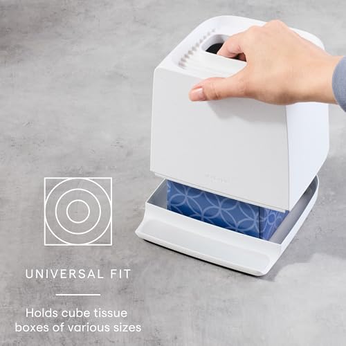 YouCopia The Ledge Tissue Holder, Cube, Square Box Cover with Storage for Phones, Jewelry, Makeup and Accessories for Night Stand, Desk and Bathroom Organization