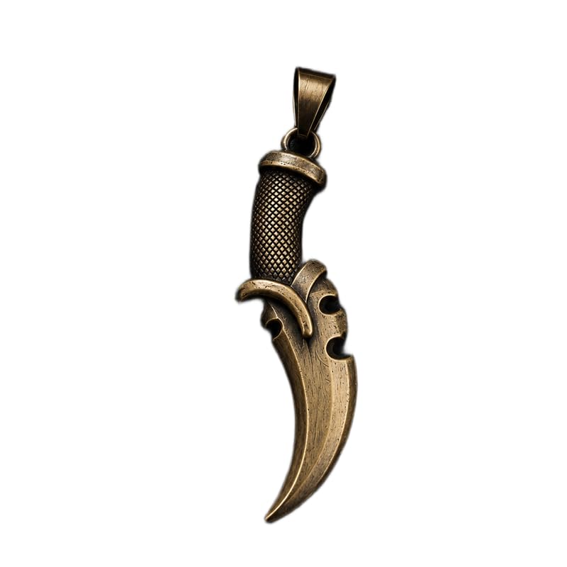 Stainless Steel Curved Dagger Pendant, Vintage Bronze Finish Blade Charm, Gothic Punk Biker Style Pendant Jewelry, 55x15 mm. RR_CSP_0167-image-34