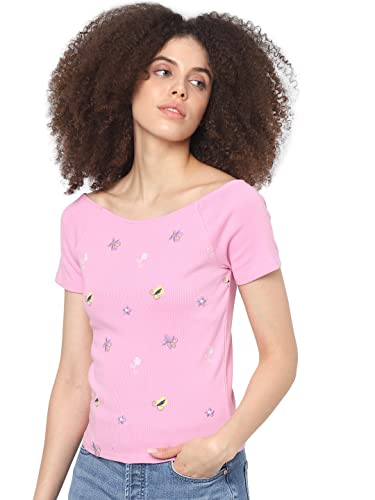 Image of ONLY Women's Cotton Blend Slim Fit Round Neck Top