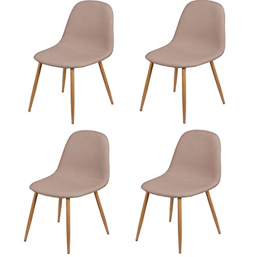Toilinux.com Lot de 4 Chaises de Table Design scandinave Oslo - Taupe