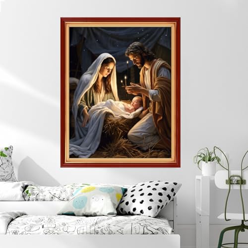 Image of Dimxvean Stamped Cross Stitch Kits,Cross Stitch Kits for Adults Beginners,Embroidery Kits Full Range of Cross Stitch Stamped Kits Needlepoint Kits Cross Stitch Patterns-The Nativity 16x20 inch