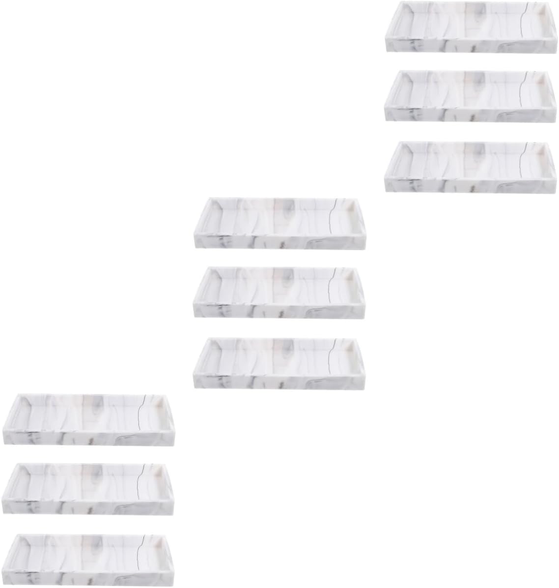 Cabilock 9pcs Silicone Vanity Tray Marble Design Bathroom Organizer for Cosmetics Toiletries and Essentials for Countertops and Dressers
