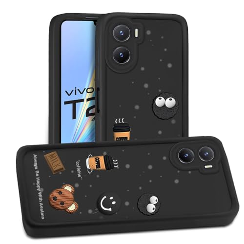 Image of AESTMO Back Case Cover for Vivo T2X / Y56 / Y16 | Cute Fun Cartoon 3D Ball | Coffee Silicone Case | Full Body Protection | Camera Protection Back Cover for Vivo T2X / Y56 / Y16 (Black)