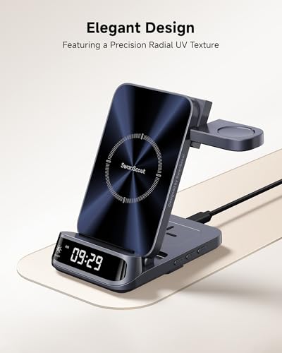 Image of SwanScout 708S Wireless Charging Station for Samsung S25 /Watch 8, 3 in 1 Wireless Charger for Samsung S24 /S23 /S22 /Z Flip /Fold,for Galaxy Watch 8 Classic /7 /Ultra /6 /5,Galaxy Buds 3 /3 Pro(NO Adapter)